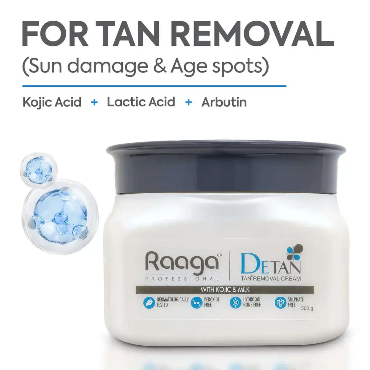 Raaga Professional De-Tan Pack | Tan Removal Cream with Kojic Acid & Milk (500gm) - 1