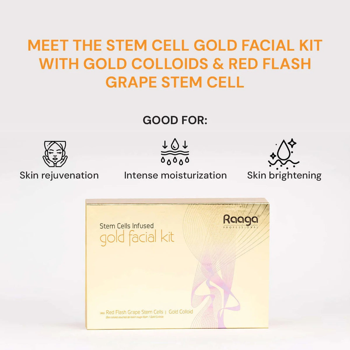 Raaga Professional Stem Cells Infused Gold Facial Kit – 6 Step Advanced Brightening Facial with Colloidal Gold & Red Flash Grape Stem Cells | Reduces Pigmentation & Boosts Radiance – 61 gm - 3