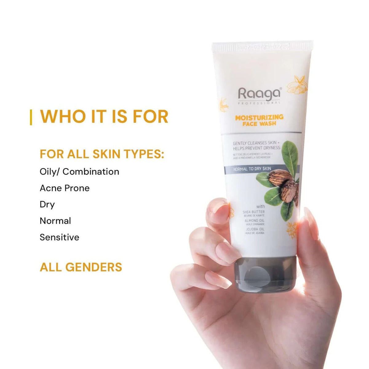 Raaga Professional Moisturizing Face Wash with Shea Butter, Almond Oil & Jojoba Oil – For Normal to Dry Skin | Gently Cleanses & Prevents Dryness – 80 ml - 7