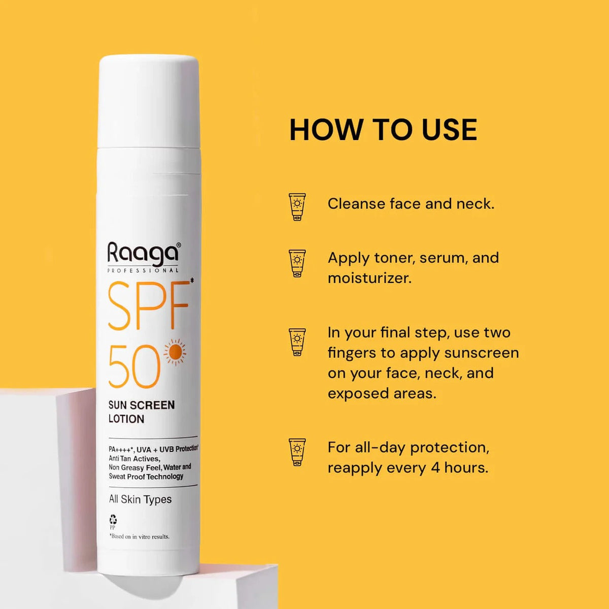 Raaga Professional SPF 50 Sunscreen Lotion | PA++++ | UVA + UVB Protection | Anti-Tan | Non-Greasy | Water & Sweat Proof | For All Skin Types – 55 ml - 8