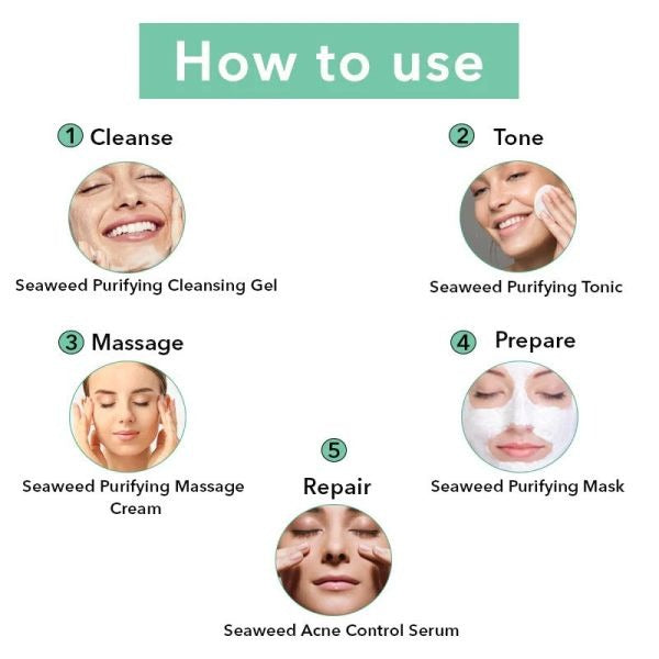 O3+ Seaweed Facial Kit For Blemish & Spots, Brightening Skin (100g+15ml) - 4
