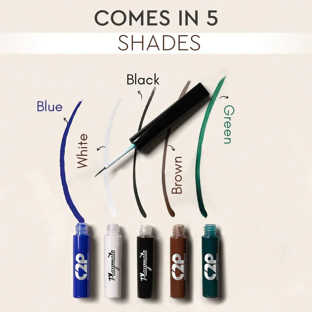 CP2 Playmate Eyeliner Matte Colours (ROYAL WHITE 02),(DENIM BLUE 03),(BAKED BROWN 04) - 4