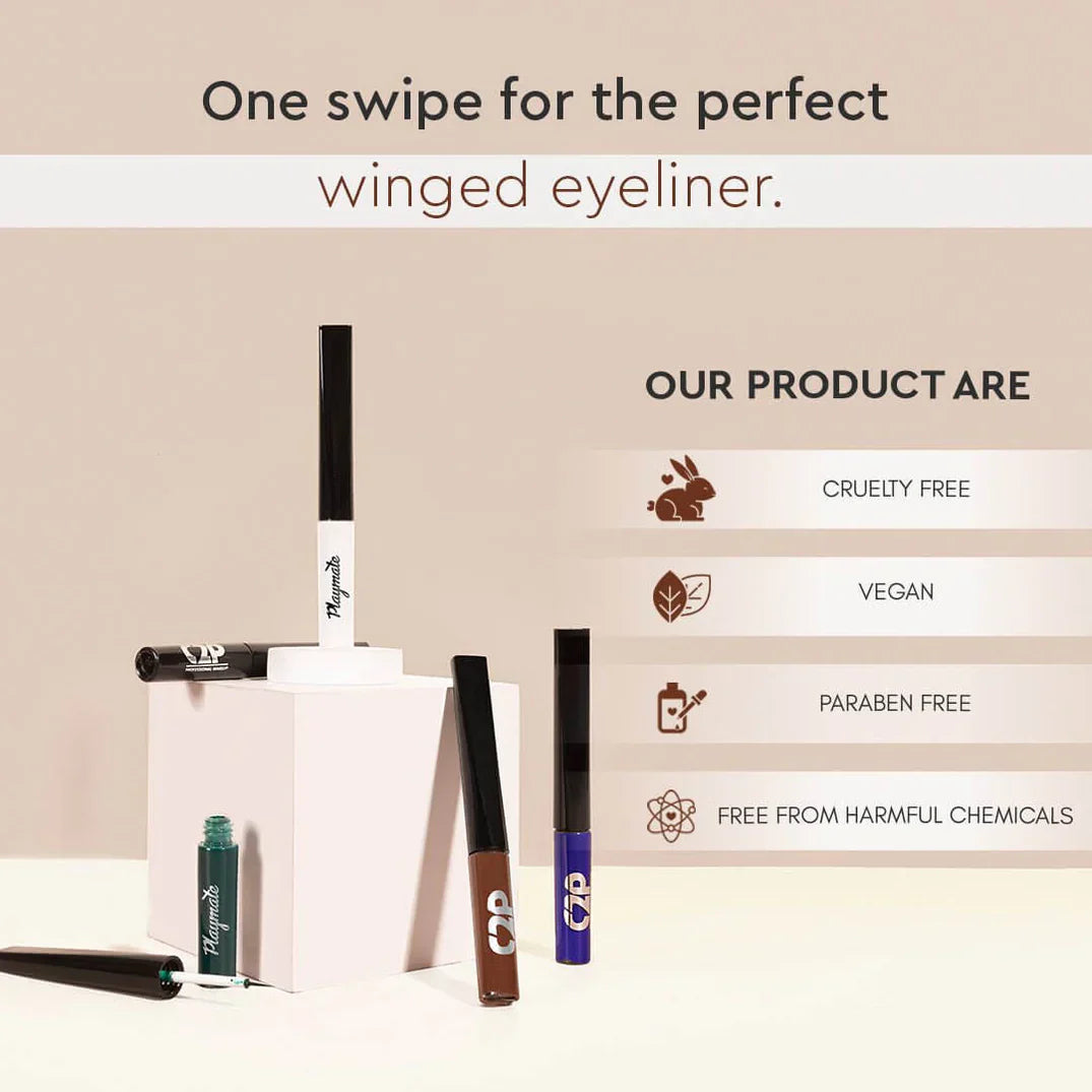 CP2 Playmate Eyeliner Matte Colours (ROYAL WHITE 02),(DENIM BLUE 03),(BAKED BROWN 04) - 6