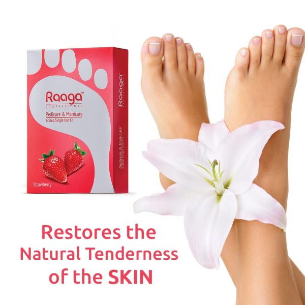 Raaga Professional Strawberry Pedicure and Manicure 6 Step Single Use Kit (63gm) - 4